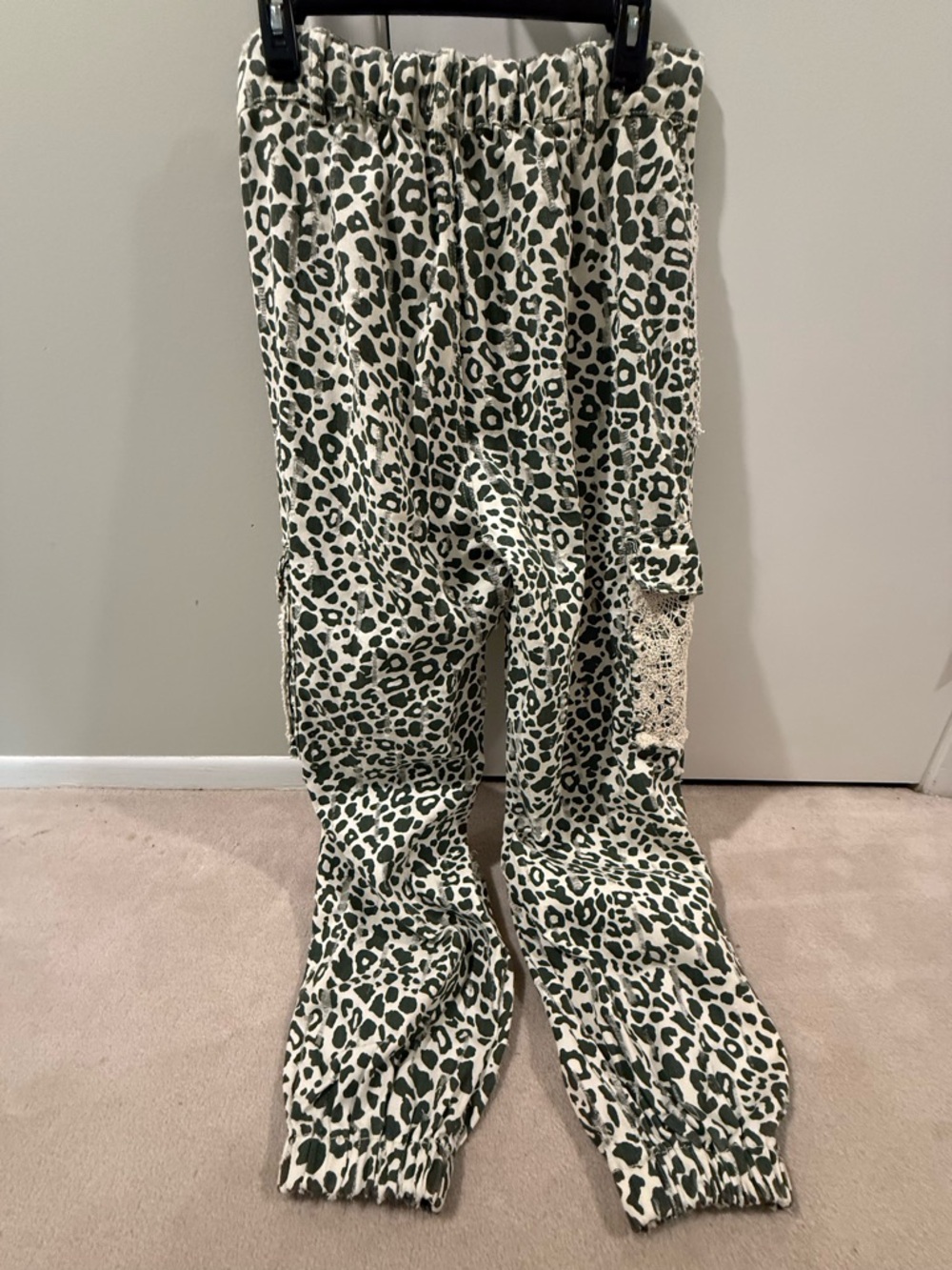 POL Tan and Black Leopard Print Jogger Pants with Knit Patch Pockets - Picture 2 of 5